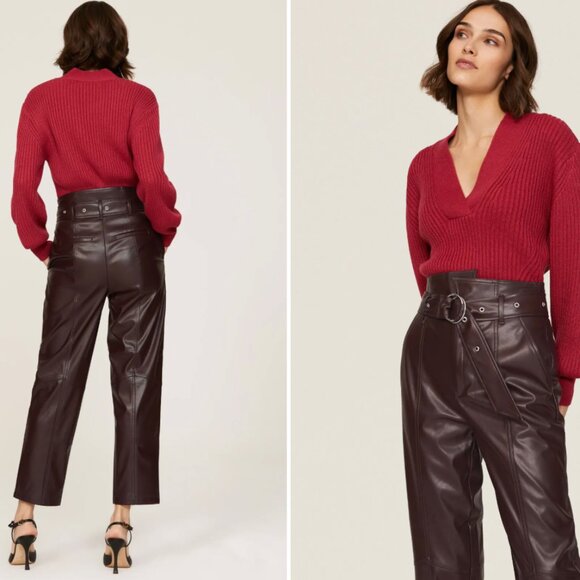 Marissa Webb x RTR Split-Hem Faux Leather Pants – Purple – Size 6 - Picture 5 of 10